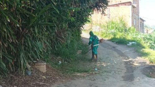 [Trabalhadores de limpeza urbana realizam mutirão de roçagem e capinagem em Pernambués]