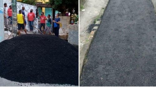 [Movimento Solidário realiza serviço de recapeamento asfáltica em ruas de Pernambués ]