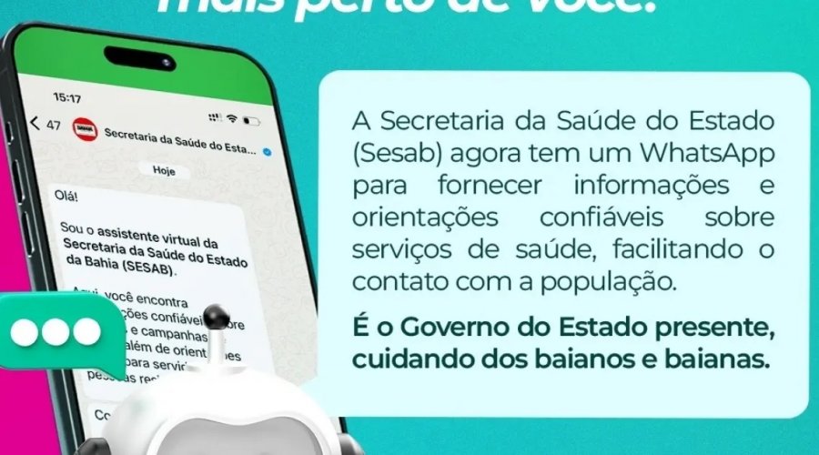 [Sesab lança canal no WhatsApp para facilitar acesso a serviços de saúde]